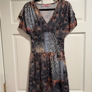 Chic Women's Peacock Feather Print Dress